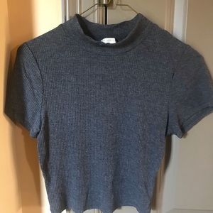 Grey Mock Turtle Neck Crop Top